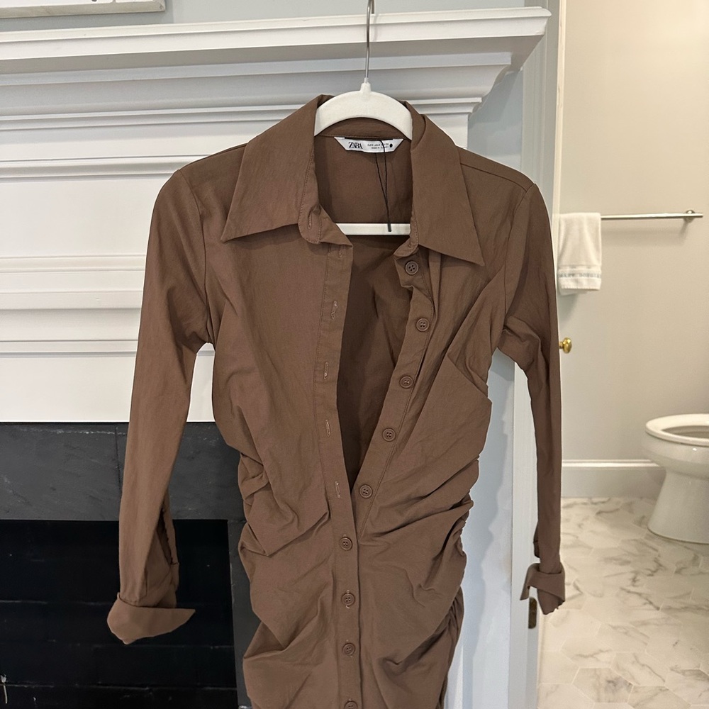 Zara Brown Button-Up dress